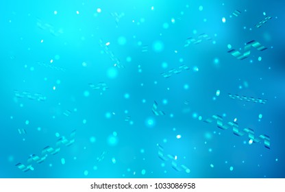 Light BLUE vector background with xmas confetti. Decorative shining illustration with ribbons on abstract template. New design for ad, poster, banner of your Party.