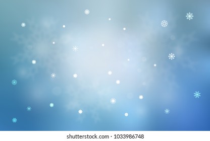 Light BLUE vector background with xmas snowflakes. Modern geometrical abstract illustration with crystals of ice. The pattern can be used for year new  websites.