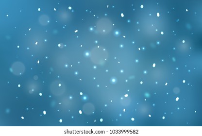 Light BLUE vector background with xmas snowflakes. Blurred decorative design in xmas style with snow. The pattern can be used for new year ad, booklets.