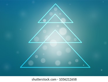 Light BLUE vector background with a xmas tree. Christmas tree on blurred abstract background with gradient. New year design for your ad, poster, banner.