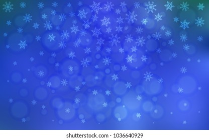 Light BLUE vector background with xmas snowflakes. Modern geometrical abstract illustration with crystals of ice. The pattern can be used for year new  websites.