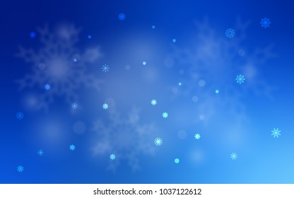 Light BLUE vector background with xmas snowflakes. Glitter abstract illustration with crystals of ice. The pattern can be used for new year leaflets.