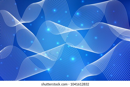 Light BLUE vector background with xmas confetti. Modern geometrical abstract illustration with carnival ribbons. The template can be used as a background for postcards.