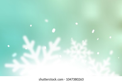 Light BLUE vector background with xmas snowflakes. Blurred decorative design in xmas style with snow. New year design for your ad, poster, banner.