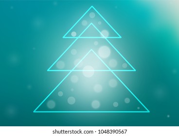 Light BLUE vector background with a xmas tree. Decorative shining illustration with xmas tree on abstract template. The template can be used as a new year background.