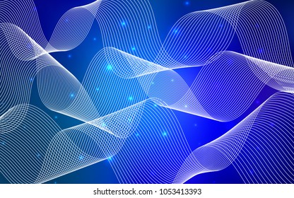 Light BLUE vector background with xmas confetti. Beautiful colored illustration with ribbon in celebration style. The pattern can be used for new year ad, booklets.