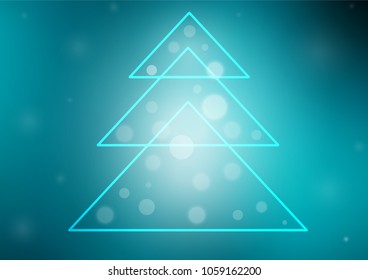 Light BLUE vector background with a xmas tree. Christmas tree on blurred abstract background with gradient. New year design for your business advert.
