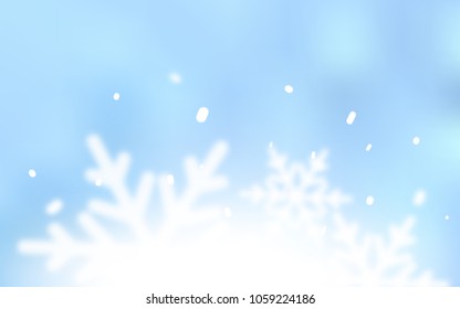 Light BLUE vector background with xmas snowflakes. Decorative shining illustration with snow on abstract template. New year design for your ad, poster, banner.