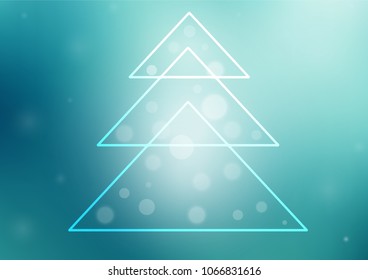 Light BLUE vector background with a xmas tree. Christmas tree on blurred abstract background with gradient. New year design for your business advert.