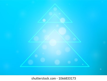 Light BLUE vector background with a xmas tree. Shining colored illustration with xmas tree in christmas style. New year design for your business advert.