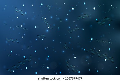 Light BLUE vector background with xmas confetti. Beautiful colored illustration with ribbon in celebration style. New design for ad, poster, banner of your Party.