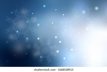 Light BLUE vector background with xmas snowflakes. Modern geometrical abstract illustration with crystals of ice. The template can be used as a new year background.