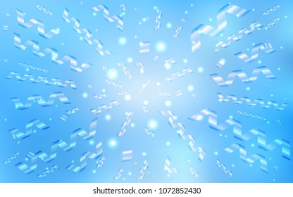 Light BLUE vector background with xmas confetti. Glitter abstract illustration with colorful confetti, ribbons. The pattern can be used for birthday gifts, congratulations.