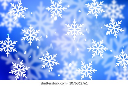 Light BLUE vector background with xmas snowflakes. Modern geometrical abstract illustration with crystals of ice. The template can be used as a new year background.