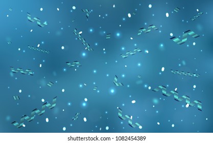 Light BLUE vector background with xmas confetti. Glitter abstract illustration with colorful confetti, ribbons. New design for ad, poster, banner of your Party.
