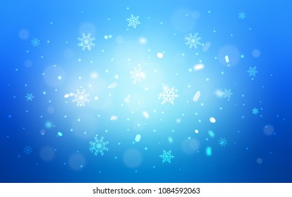 Light BLUE vector background with xmas snowflakes. Modern geometrical abstract illustration with crystals of ice. The pattern can be used for year new  websites.