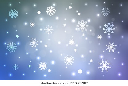 Light BLUE vector background with xmas snowflakes. Modern geometrical abstract illustration with crystals of ice. The template can be used as a new year background.