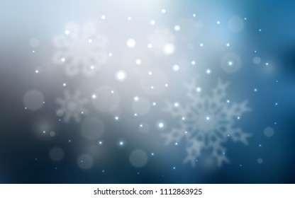 Light BLUE vector background with xmas snowflakes. Modern geometrical abstract illustration with crystals of ice. New year design for your business advert.
