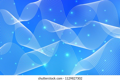 Light BLUE vector background with xmas confetti. Confetti on blurred abstract background with colorful gradient. The pattern can be used for birthday gifts, congratulations.