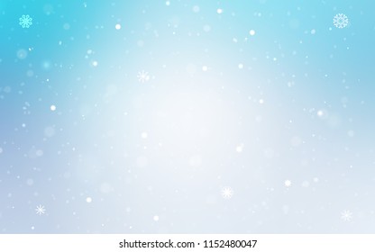Light BLUE vector background with xmas snowflakes. Shining colored illustration with snow in christmas style. The pattern can be used for year new  websites.