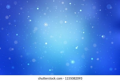 Light BLUE vector background with xmas snowflakes. Glitter abstract illustration with crystals of ice. The template can be used as a new year background.