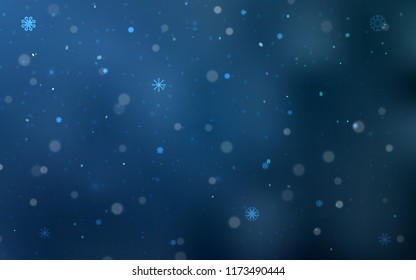 Light BLUE vector background with xmas snowflakes. Modern geometrical abstract illustration with crystals of ice. The pattern can be used for new year ad, booklets.