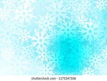 Light BLUE vector background with xmas snowflakes. Glitter abstract illustration with crystals of ice. The pattern can be used for new year leaflets.