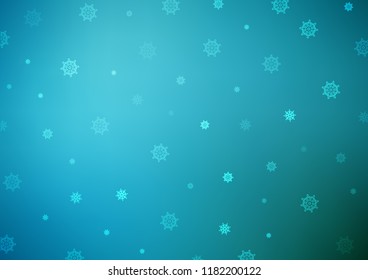 Light BLUE vector background with xmas snowflakes. Shining colored illustration with snow in christmas style. New year design for your ad, poster, banner.