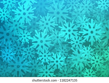Light BLUE vector background with xmas snowflakes. Decorative shining illustration with snow on abstract template. New year design for your business advert.