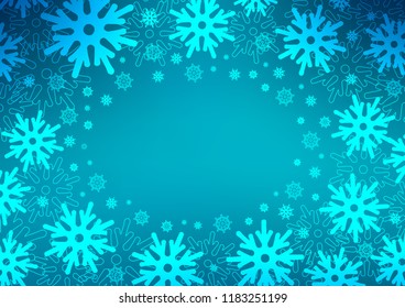 Light BLUE vector background with xmas snowflakes. Modern geometrical abstract illustration with crystals of ice. The pattern can be used for new year leaflets.