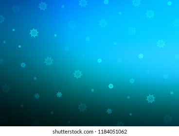 Light BLUE vector background with xmas snowflakes. Shining colored illustration with snow in christmas style. The pattern can be used for new year leaflets.