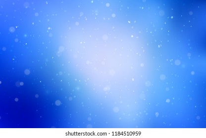 Light BLUE vector background with xmas snowflakes. Blurred decorative design in xmas style with snow. The pattern can be used for new year leaflets.