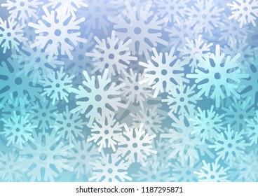 Light BLUE vector background with xmas snowflakes. Decorative shining illustration with snow on abstract template. The pattern can be used for year new  websites.