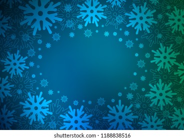 Light BLUE vector background with xmas snowflakes. Modern geometrical abstract illustration with crystals of ice. The pattern can be used for new year ad, booklets.