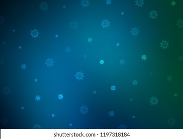 Light BLUE vector background with xmas snowflakes. Modern geometrical abstract illustration with crystals of ice. New year design for your business advert.