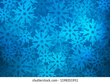 Light BLUE vector background with xmas snowflakes. Shining colored illustration with snow in christmas style. New year design for your ad, poster, banner.