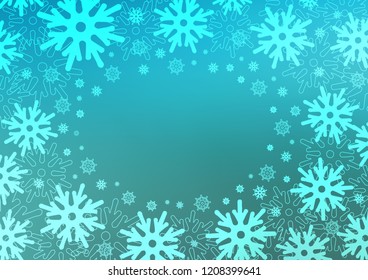 Light BLUE vector background with xmas snowflakes. Shining colored illustration with snow in christmas style. The template can be used as a new year background.