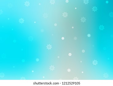 Light BLUE vector background with xmas snowflakes. Blurred decorative design in xmas style with snow. The template can be used as a new year background.
