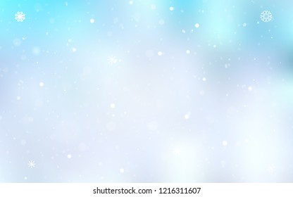 Light BLUE vector background with xmas snowflakes. Glitter abstract illustration with crystals of ice. The pattern can be used for new year leaflets.