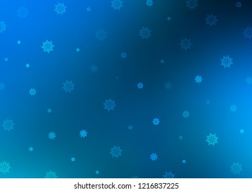 Light BLUE vector background with xmas snowflakes. Blurred decorative design in xmas style with snow. The template can be used as a new year background.