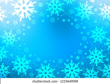 Light BLUE vector background with xmas snowflakes. Glitter abstract illustration with crystals of ice. The template can be used as a new year background.