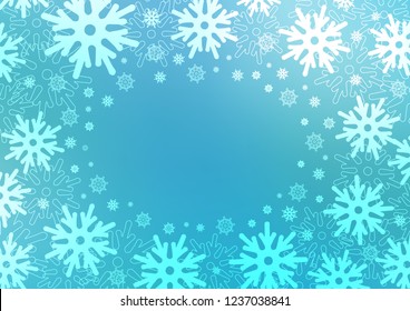 Light BLUE vector background with xmas snowflakes. Shining colored illustration with snow in christmas style. The pattern can be used for new year ad, booklets.
