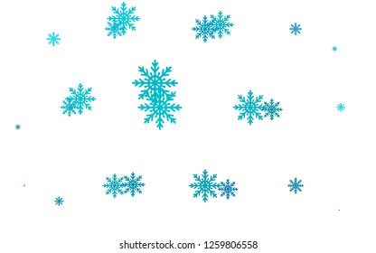 Light BLUE vector background with xmas snowflakes. Glitter abstract illustration with crystals of ice. New year design for your business advert.
