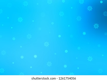 Light BLUE vector background with xmas snowflakes. Glitter abstract illustration with crystals of ice. The template can be used as a new year background.