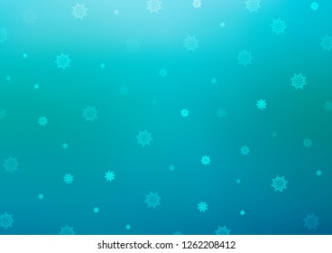 Light BLUE vector background with xmas snowflakes. Blurred decorative design in xmas style with snow. The template can be used as a new year background.