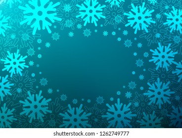 Light BLUE vector background with xmas snowflakes. Decorative shining illustration with snow on abstract template. The pattern can be used for year new  websites.