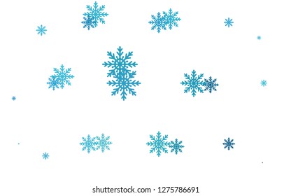 Light BLUE vector background with xmas snowflakes. Glitter abstract illustration with crystals of ice. New year design for your ad, poster, banner.