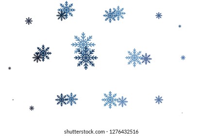 Light BLUE vector background with xmas snowflakes. Decorative shining illustration with snow on abstract template. New year design for your ad, poster, banner.