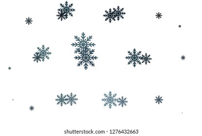 Light BLUE vector background with xmas snowflakes. Shining colored illustration with snow in christmas style. New year design for your business advert.
