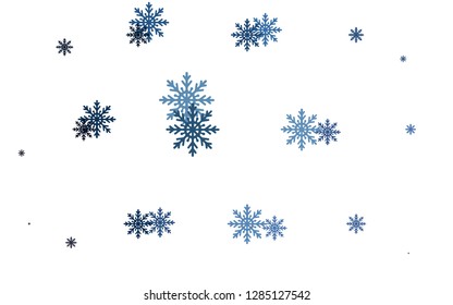 Light BLUE vector background with xmas snowflakes. Decorative shining illustration with snow on abstract template. The pattern can be used for year new  websites.